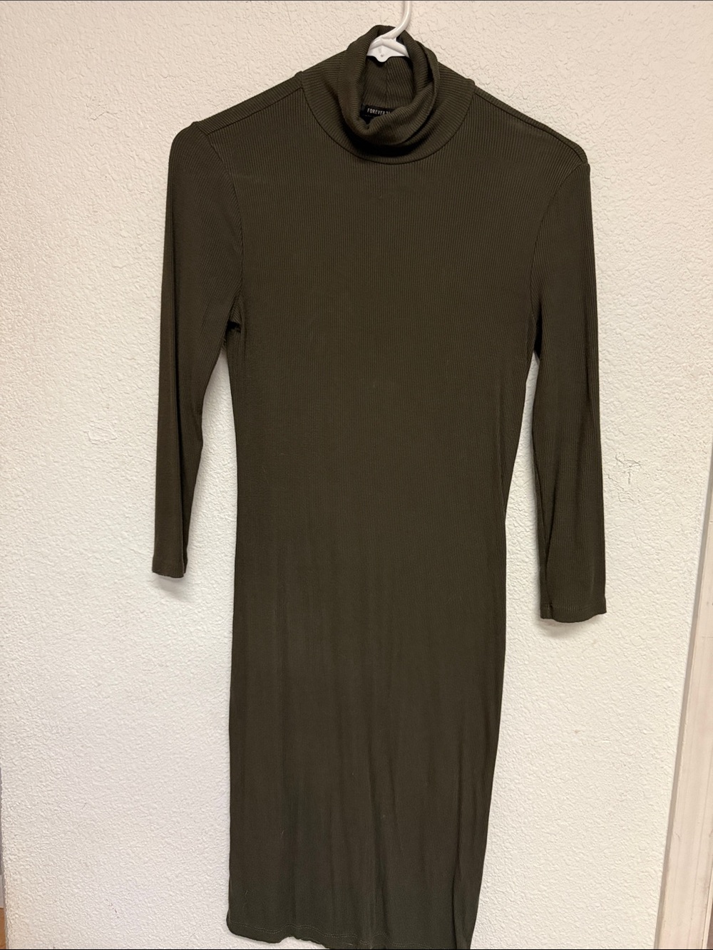 Forever 21 Olive Green Long-Sleeve Turtleneck Dress